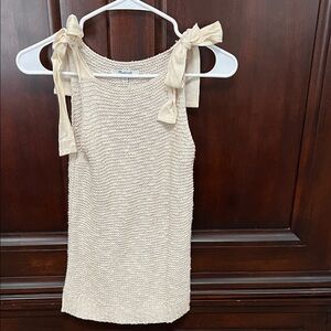 Madewell Sleeveless Knit Tie-Shoulder sweater  - Cream